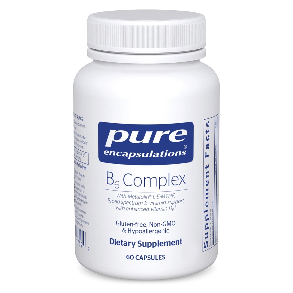 Pure Encapsulations B6 Complex - Supports Nervous System & Brain Health* - Includes B Vitamins - Contains Enriched Vitamin B6 - Non-GMO & Gluten Free - 60 Capsules