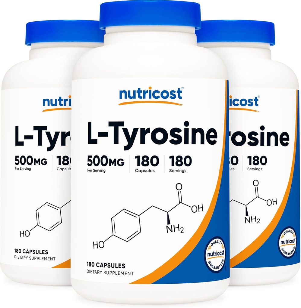 Nutricost L-Τυροσίνη 500mg, 180 κάψουλες (3 φιάλες)