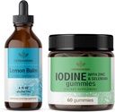 HERBAMAMA Lemon Balm and Iodine Kit - Bundle of Lemon Balm Tincture 4 fl oz & Pastium Iodine Gummies - Vegan, Non-GMO, Alcohol & Gelatin-Free - 2 Pack