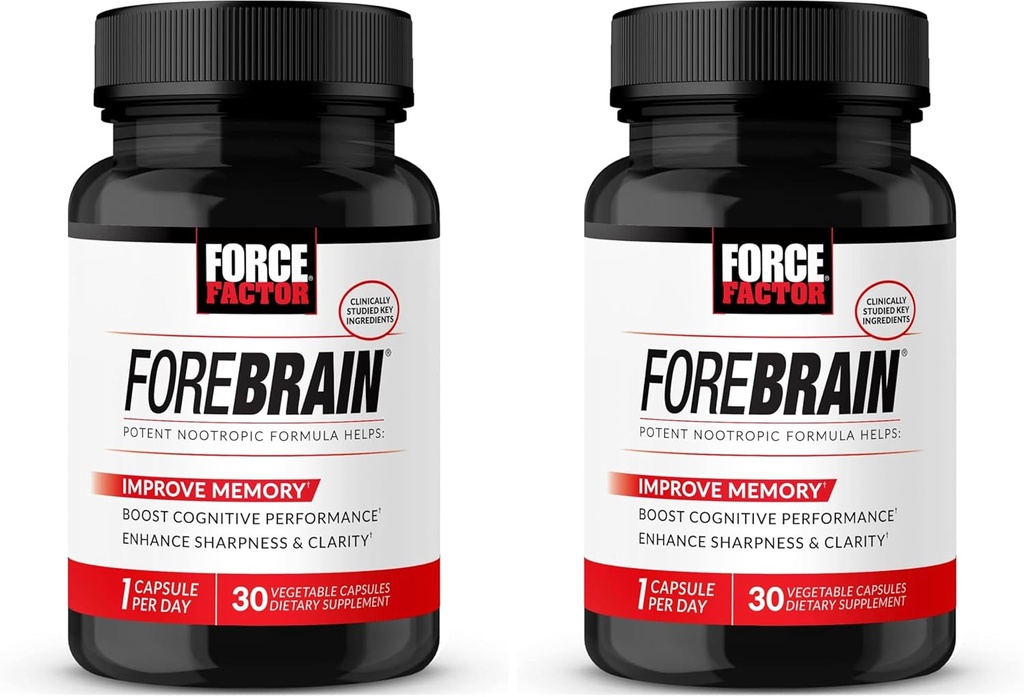 Forebrain Nootropic Brain συμπλήρωμα για τη βελτίωση της μνήμης, την ενίσχυση της εστίασης, την αύξηση της ψυχικής ενέργειας, και την υποστήριξη της υγείας του εγκεφάλου με καφεΐνη, Bacopa, και Huperzine A, παράγοντα δύναμης, 30 κάψουλες (πακέτο του 2)