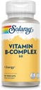 SOLARAY Vitamin B Complex 50 mg - Κυτταρική ενέργεια Βιταμίνες - Μεταβολισμός και Νευρική Υγεία Υποστήριξη με Βιταμίνη Β12, Βιταμίνη Β1, Β6, Νιασίνη, Φολικό οξύ, Βιοτίνη και άλλες Βιταμίνες Β - Vegan, 50 VegCaps