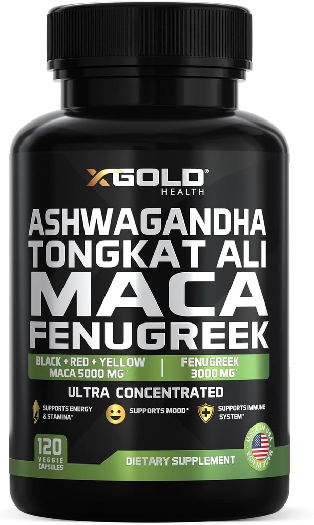 Ashwagandha 5000mg + Tongkat Ali 1000mg + Maca Root 5000mg + Fenugreek 3000mg Συμπλήρωμα 