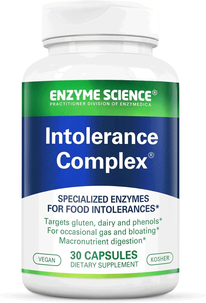 Enzyme Science Indisitive Complex, 30 Κάψουλες Πλήρης υποστήριξη για την κοινή Digestive Ευαισθησία Γλουτένη, Καζεΐνη, Ευαισθησία φαινόλης, και Σύμπλεγμα Carbohydrates Infance Relief