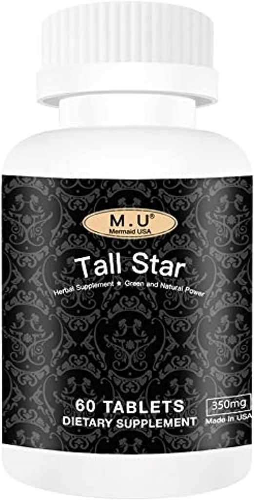Tall Star - Best Height Support Star- Magic Growth Development Bone Capsules Maximizer for Teens Kids Adults Health Pills Gummies Support Supplement- Non GMO M.U Mermaid USA Natural and Pure Herb
