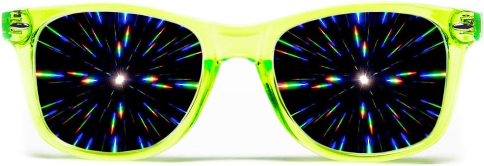 GloFX Ultimate Difrassation Glasses - Διαφανές πράσινο - 3D Prism Rainbow Effect - Μεγάλη Edm, Φεστιβάλ, Συναυλία, Πυροτεχνήματα, Χριστουγεννιάτικα Φώτα, και Rave Accessory - Διαφανής πράσινο πλαίσια