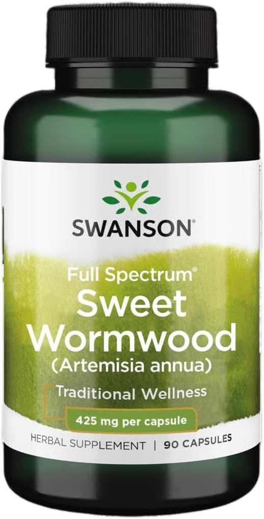 Swanson Sweet Wormwood - Μπορεί να προωθήσει GI Gut Health, Microbial Balance & Digestive Health Support - Βότανο συμπλήρωμα με Artemisinin - (90 κάψουλες, 425mg έκαστο)