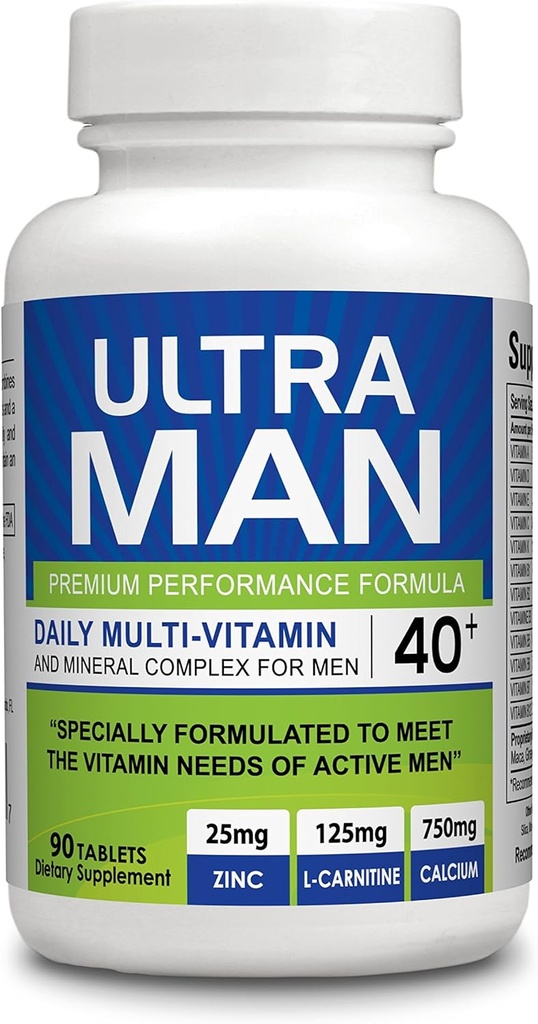 Ultra Man - Πολυβιταμίνες 90 δισκία - Premium Performance Formula 100% Φυσικό - Πολυβιταμίνες για τον άνθρωπο - Συμπλήρωμα διατροφής