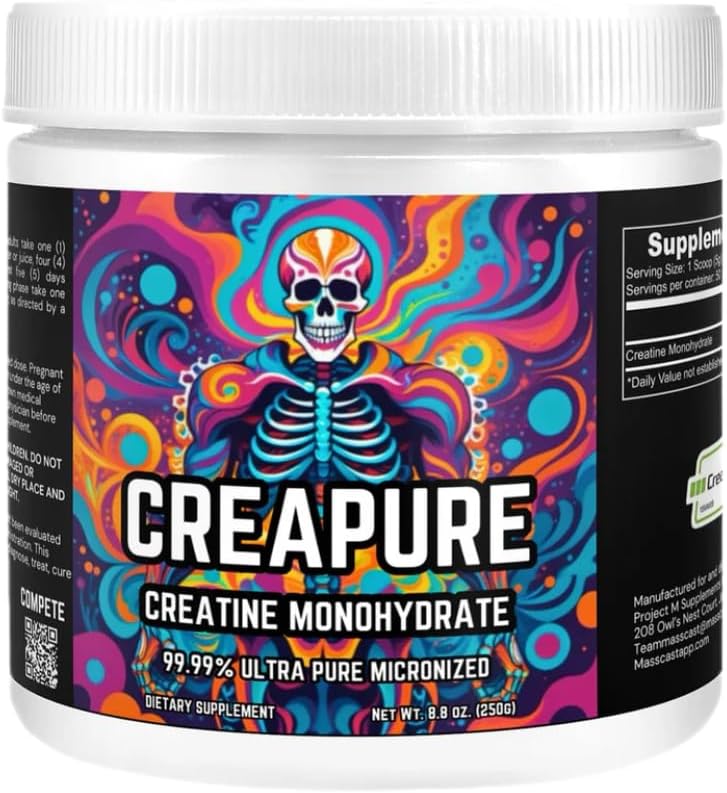 Creatine Monohydrate with 50 / 5g Servings - Creapure is 99.99% Creatine Monohydrate. Unflavored Pure Creatine for Muscle Growth, Retention and Repair. Creatine Powder