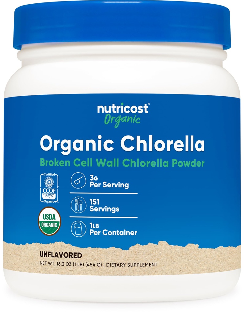 Nutricost Βιολογική σκόνη Chlorella 16oz (1LB) - 3g ανά υπηρεσία