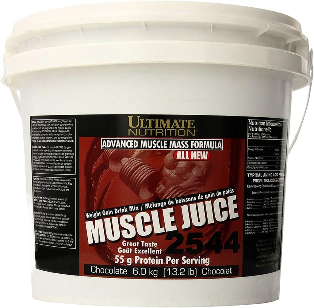 Ultimate Nutrition Μυϊκός Χυμός, Βάρος Κερδίστε Ποτό Μίγμα - Μαζική Κερδίζω Σκόνη Σκόνη για Άνδρες & Γυναίκες - Συμπλήρωμα για Lean Μύες Ανάπτυξη & Ανοσοποιητική Υποστήριξη με 55g Πρωτεΐνη - Σοκολάτα, 13,2lb