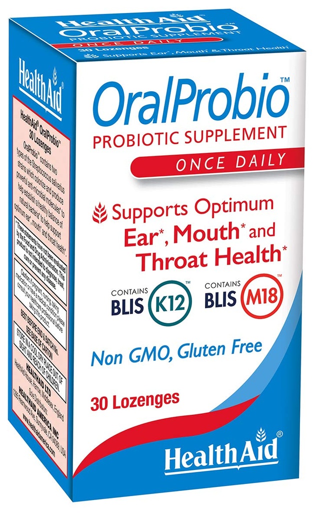 Το OralProbio 30ct, άπαξ ημερησίως μασώμενα δισκία, υποστηρίζει το βέλτιστο αυτί, το στόμα και το λαιμό υγεία, μη ΓΤΟ, χωρίς γλουτένη, γεύση μέντας, περιέχει BLIS K12 & M18