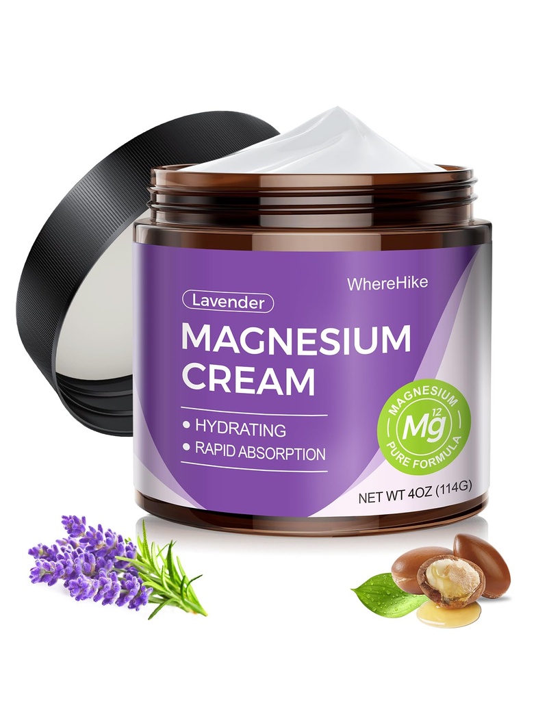 STILIP Natural Topical Magnesium Cream – Magnesium Lotion for Nighttime Skin Care, Lightweight Moisturizing Body Cream for Deep Hydration-Lavender