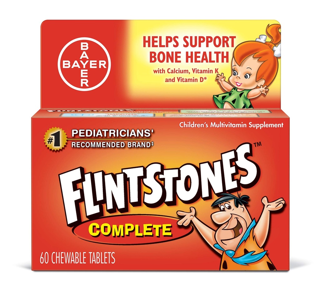 Flintstones Complet Μέγεθος 60s Flintstones Πλήρης Childrens Multivitamin συμπλήρωμα μασώμενα καρτέλες 60ct