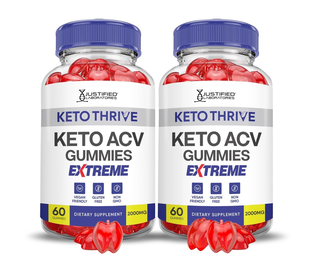 (2 Pack) Keto Thrive Keto ACV Gummies Extreme 2000MG Keto Thrive Keto Gummies Apple Cider Vinegar Formed with Ρόδι Σκόνη χυμού τεύτλων B12 Vegan Non GMO 120 Gummys