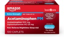 Βασική φροντίδα Acetaminophen PM Caplets, πόνος Reliever Συν νυχτερινή βοήθεια ύπνου, επιπλέον δύναμη, βοηθά περιστασιακά μικρούς πόνους, πόνους και πονοκέφαλο ανακούφιση, 100 κόμης, συσκευασία μπορεί να ποικίλει