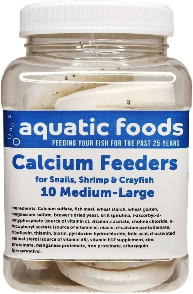 Aquatic Foods Inc. Calcium Feeder Medium-Large Shells. Extra Thick Shells for Shrimp, Snails, Crabs, Crayfish, Hermit Crabs and All Tropical Fish…10 Count Jar