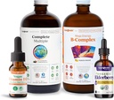 LIQUIDHEALTH Ultimate Ammunity & Energy Liquid Vitamin Bundle for Adults with Complete Multivitamin, Energy Support B-Complex Supplement, Vegan Vitamin D3 D3 Drops, Organic Elderberry Drops - Μη ΓΤΟ