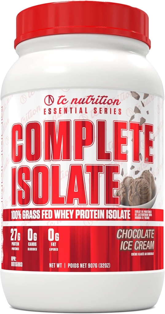 Complete Isolate Grass Fed Whey Protein Isolate Powder - Zero Carbs or Fat, Whey Protein Powder for Muscle Growth & Recovery, Non-GMO Whey Isolate Protein Powder - Chocolate Ice Cream, 29 serv (2lb)