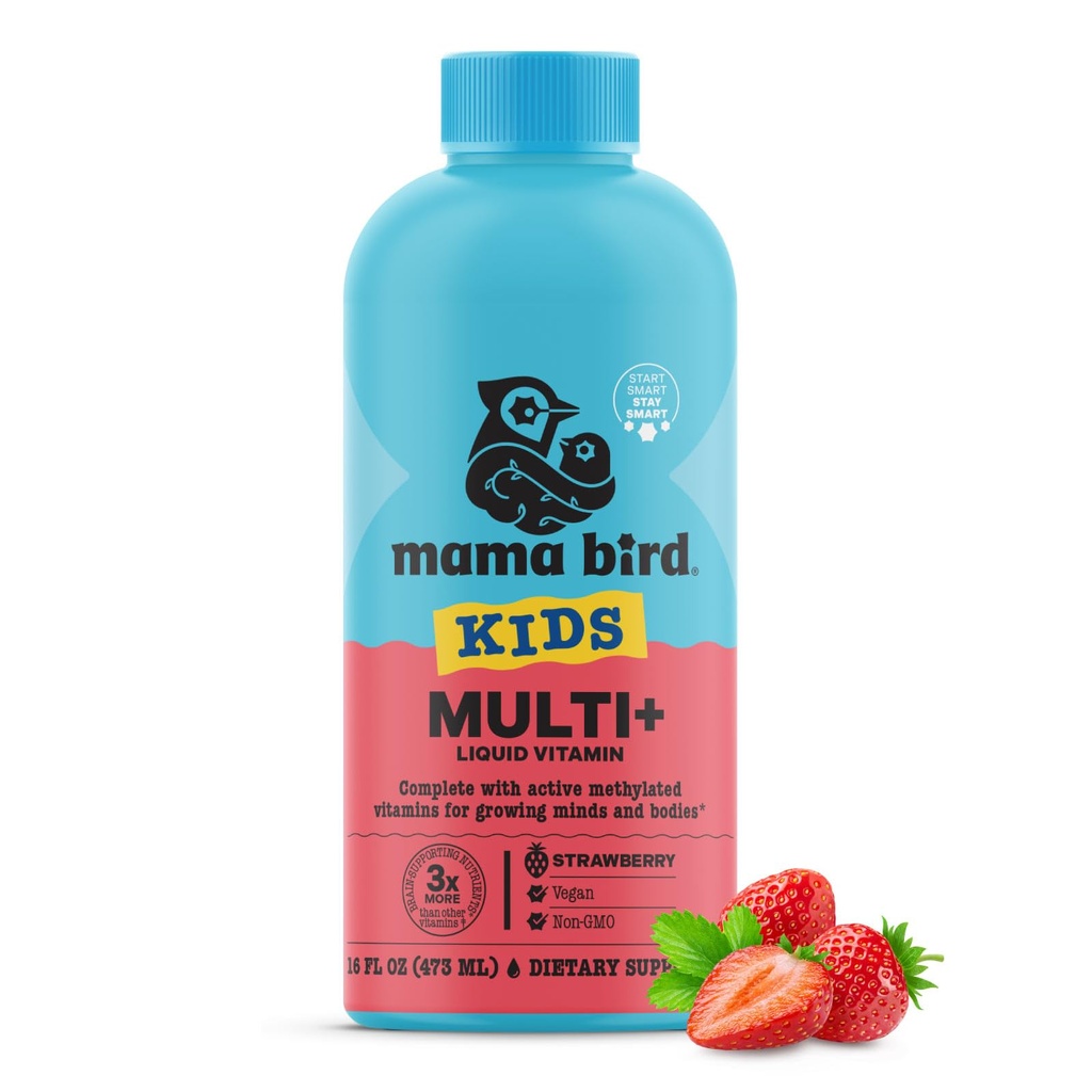 Best Nest Wellness Kids Liquid Multivitamin: μεθυλιωμένες βιταμίνες, ολόκληρα τρόφιμα, Vegan, B12, χωρίς γλουτένη, μη ΓΤΟ Μεθυλοφολικό ημερησίως Υγρές βιταμίνες για παιδιά με ανοσοποιητική υποστήριξη -Strawberry Flavor, 16oz