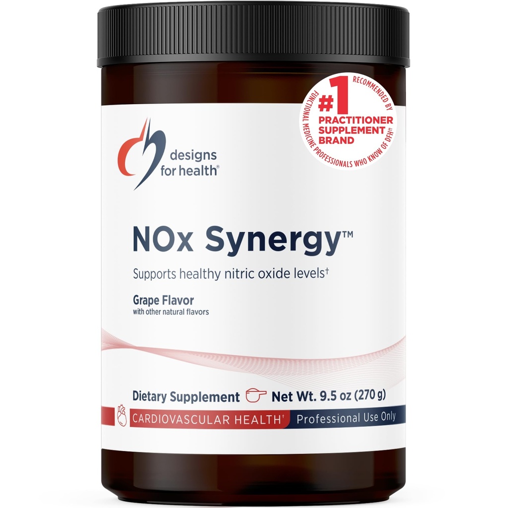 Designs for Health NOx Synergy - Drink Mix Powder to Support Healthy Nitric Oxide Levels - L-Arginine, Creatine, L-Citrulline + More - Pre Workout - Grape Flavor (30 Servings / 270g)