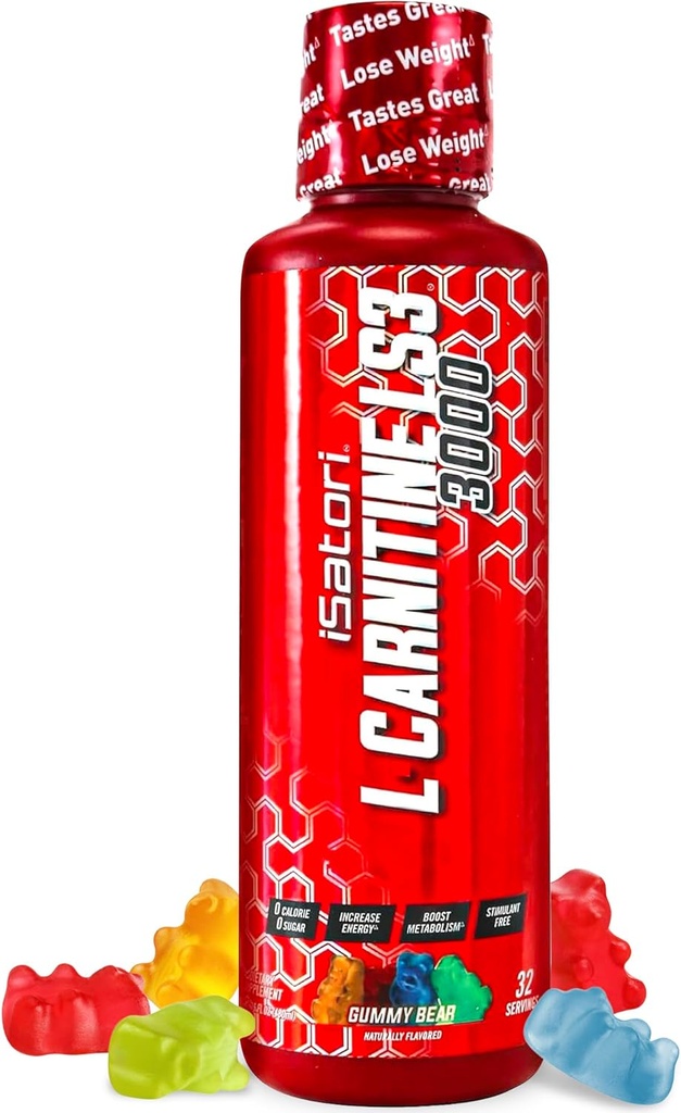 iSatori L-καρνιτίνη LS3 3000, τριπλό-Blend Liquid L Carnitine συμπλήρωμα, με Acetyl & Tartratate, διεγερτικό δωρεάν, χαμηλή θερμίδες, ζάχαρη & γλουτένη χωρίς, Κετο-Φιλικά, Gummy Bear Γεύση (32 εξυπηρετούν)