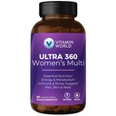 Βιταμίνη World Ultra 360 Πολυβιταμίνη για γυναίκες, Πολυβιταμίνη για γυναίκες με βότανα & κολλαγόνο για μαλλιά, δέρμα & νύχια, Συμπλήρωμα με σίδηρο, βιταμίνη Α, Β, C, D, Ε για την ενέργεια & ανοσοποιητική υποστήριξη, 90 Caplets
