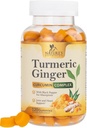 Turmeric Curcumin Supplement Gummies - 95% Κουρκουμινοειδή με Turmeric & Ginger, Μαύρο Πιπέρι για Καλύτερη Απορρόφηση, Vegan Κοινή Υποστήριξη της Φύσης, Μη-GMO, Χωρίς Γλουτένη, Νόστιμο Ροδάκινο Γεύση - 120 Gummies