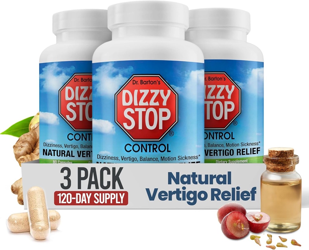 Ίλιγγος Relief Product & Non-Drowsy Motion Sickness Pills: Ναυτία και Ζάλη, Ginger & Grape Seed Formula, Εσωτερική ισορροπία αυτιών, αυτοκίνητο, κρουαζιέρα & Ταξίδι Απαραίτητη, Υποστήριξη στο στομάχι (80 Κόμβος – Πακέτο των 3)
