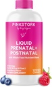 Pink Stork Liquid Προγεννητικές Βιταμίνες για γυναίκες - Berry Flavor - Βιολογικό Μείγμα Τροφίμων - Γονιμότητα, Εγκυμοσύνη, Επιλόχεια Απαραίτητα - Πρωινή Υποστήριξη Ασθένειας - Θηλασμός & Γαλουχία - 32 Υπηρεσίες