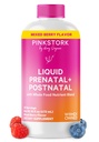 Pink Stork Liquid Προγεννητικές Βιταμίνες για γυναίκες - Berry Flavor - Βιολογικό Μείγμα Τροφίμων - Γονιμότητα, Εγκυμοσύνη, Επιλόχεια Απαραίτητα - Πρωινή Υποστήριξη Ασθένειας - Θηλασμός & Γαλουχία - 32 Υπηρεσίες