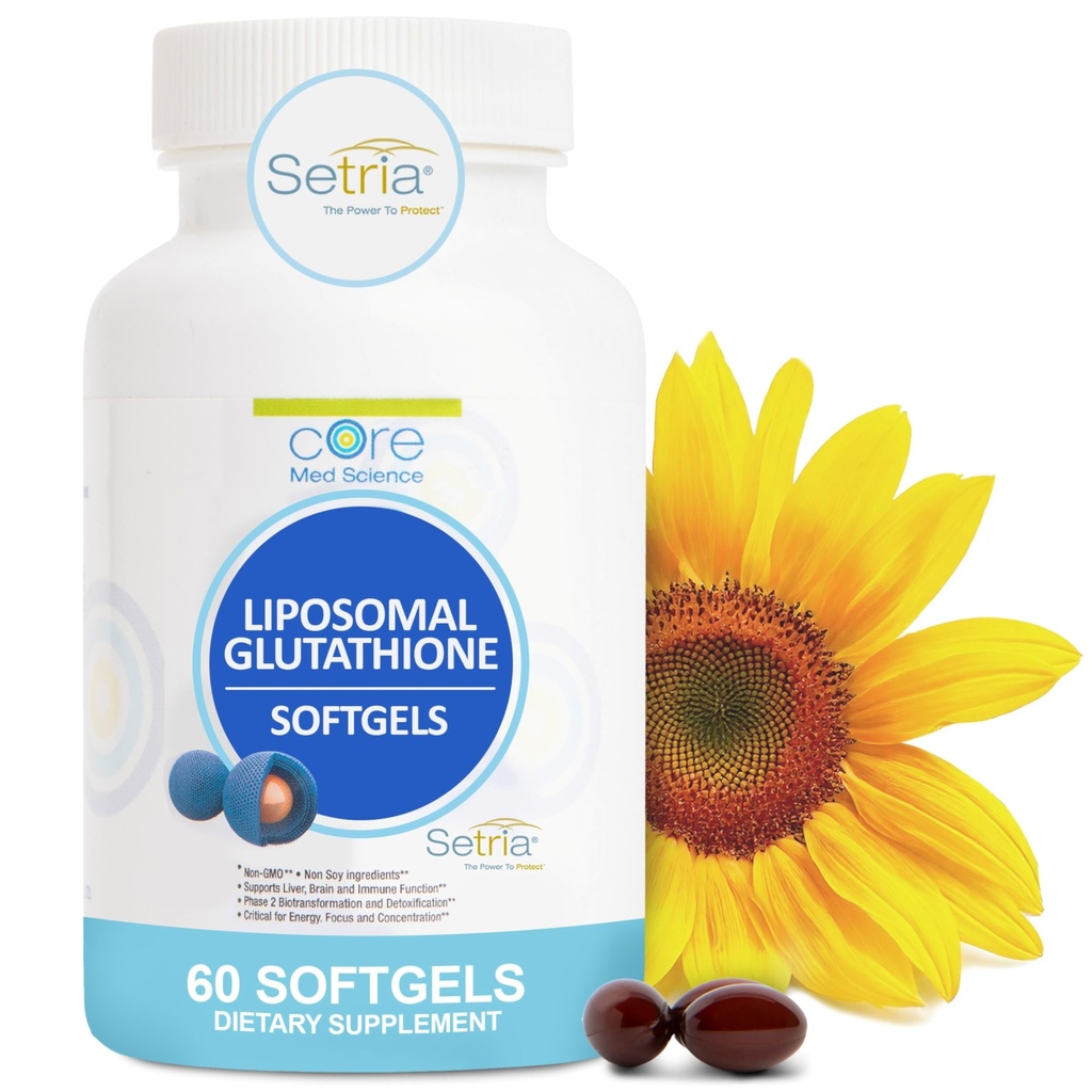 Core Med Science Liposomal Glutathione Supplement - (500mg, 60 Softgels) - High-Absorption Glutathione for Antioxidant & Liver Detox Support with Pure Reduced Setria - Daily Use for Immune Function