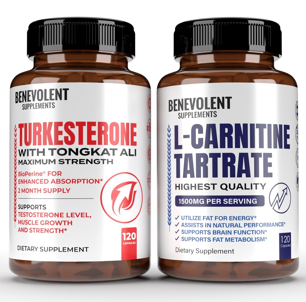 Turkesterone 8.000mg [Highest Purity] + Premium L-Carnitine Tartrate Supplement - Υψηλή Απορρόφηση συμπλήρωμα με Tongkat Ali - Αύξηση Stamina, Lean μυϊκή ανάπτυξη, Μεταβολισμός Υποστήριξη & Φυσικό Ener