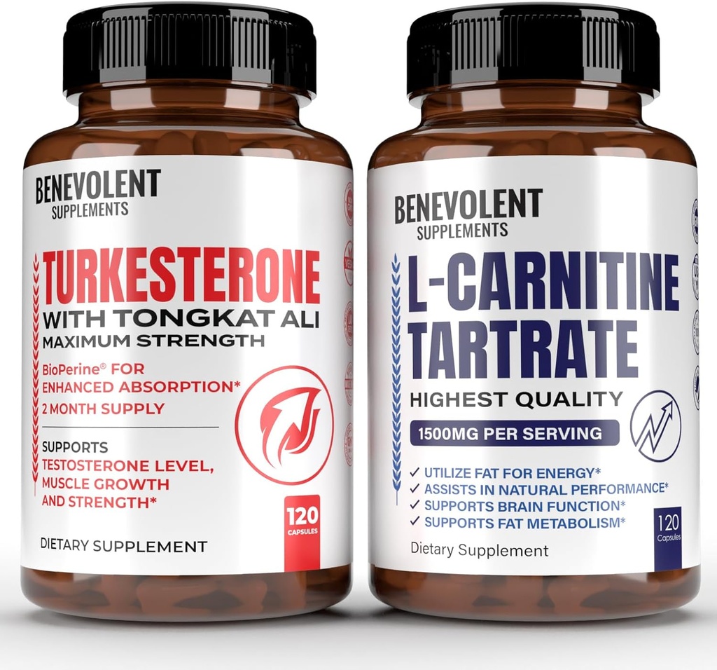 Turkesterone 8.000mg [Highest Purity] + Premium L-Carnitine Tartrate Supplement - Υψηλή Απορρόφηση συμπλήρωμα με Tongkat Ali - Αύξηση Stamina, Lean μυϊκή ανάπτυξη, Μεταβολισμός Υποστήριξη & Φυσικό Ener