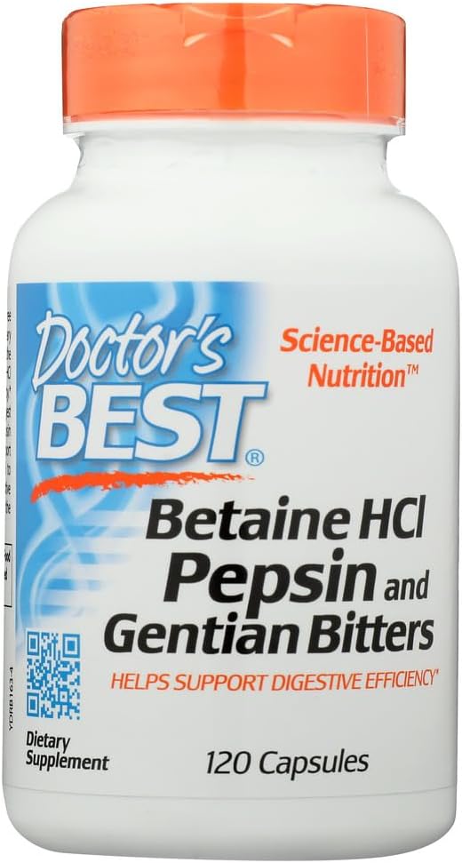Γιατροί Best Betaine HCL Pepsin και Gentian Bitters, Χωρίς γλουτένη, 120 κάψουλες (πακέτο του 1)