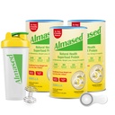Almased Protein Powder, συμπλήρωμα υποστήριξης διατροφής GLP-1, Αντικατάσταση γεύματος Ανακινήστε για απώλεια βάρους, υψηλή πρωτεΐνη, πλήρη διατροφή (Vanilla Flavor, 3 Cans @ 17,6 oz ea + shack + 700ml Shaker μπουκάλι