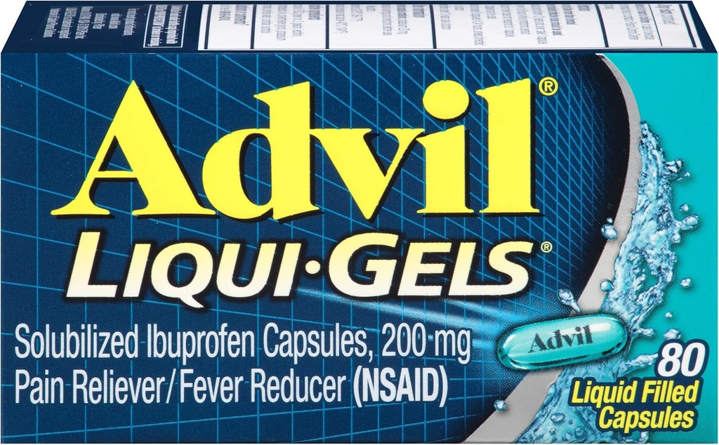 Avil Pain Reliever/Fever Reducer, 200mg Solubilised Ibuprofen (καψάκια Liqui-Gel 80 Count, Συσκευασία των 2)