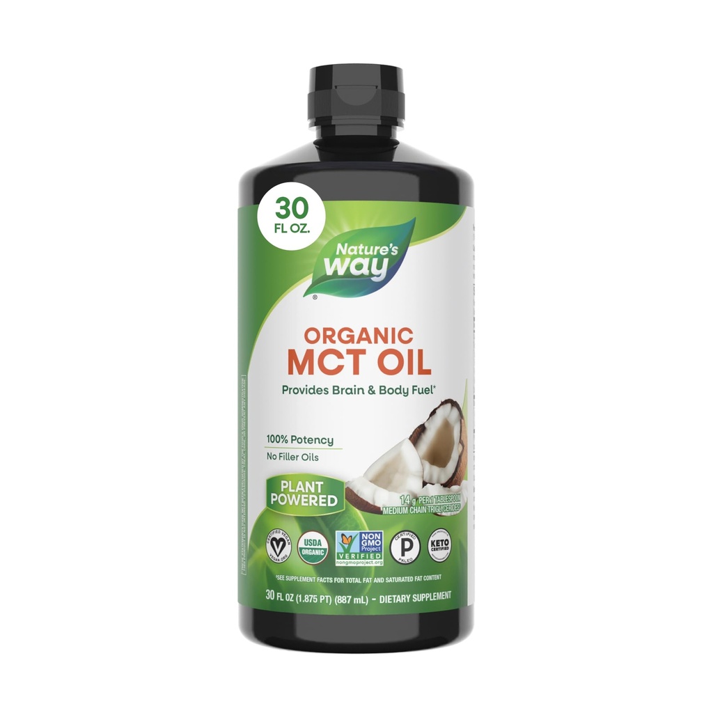 Βιολογικό MCT Oil τρόπο της φύσης, 30 Fl Oz, τον εγκέφαλο και το σώμα καυσίμου από καρύδα*, C8 Caprylic Acid και C10 Capric Acid, Keto και Παλαιό πιστοποιημένο, οργανικό, μη GMO έργο Επαληθευμένο
