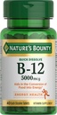 Nature's Bounty Vitamin B12, Supports Energy Metabolism and Nervous System Health, 5000mcg, 40 Quick Dissolve Tablets