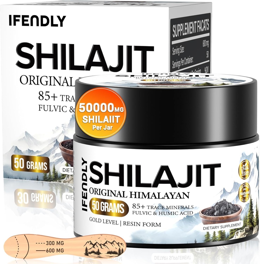 Shilajit Resin, Shilajit για άνδρες και γυναίκες, Shilajit Organic - 600mg Potency Gold Grade, με 85+ Trace Minerals, Fulvic & Humic Acid, για Stamina, Ανοσία & Δύναμη, 83 Servings (50g)