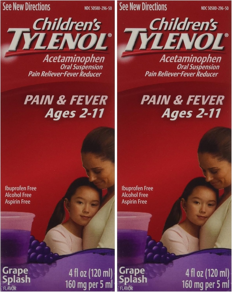 Παιδική γεύση Tylenol ηλικίας 2-11 - 2 συσκευασίες των 4.0 FL OZ