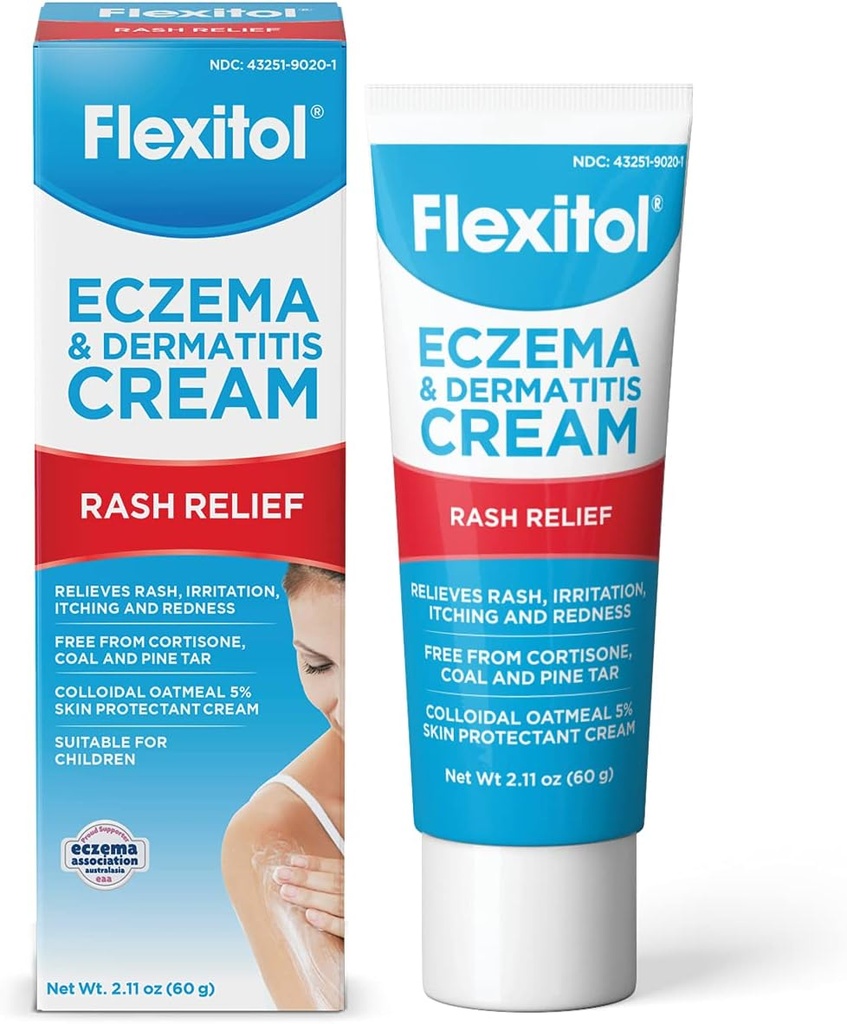 Flexitol Eczema & Δερματίτιδα Κρέμα – Στεροειδές & Αρώματα Δωρεάν για Ευαίσθητο, Ερεθισμένο Δέρμα με 5% Κολλοειδές Κρέας Βρώμης