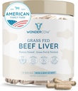 WONDERCOW Beef Liver Capsules Grass Fed Supplement - Αποξηραμένη & Φυσική Πηγή Πρωτεΐνης, Σιδήρου, Βιταμινών Α & Β- Ενισχύει την Ενέργεια και Ασυλία 