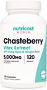 Nutricost Chasteberry συμπλήρωμα για τις γυναίκες 120 κάψουλες, 5000mg Ισοδύναμο ανά υπηρεσία (από 500mg των 10:1 εκχύλισμα), με Dong Quai & Ginger εκχύλισμα ρίζας, χορτοφαγικά, χωρίς γλουτένη και μη GMO