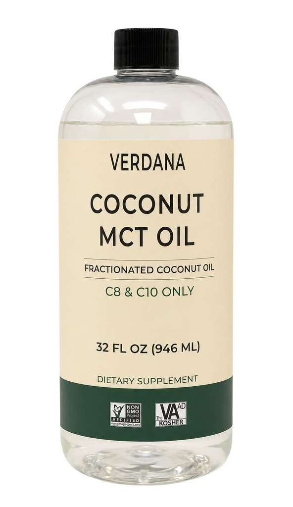 Verdana τροφίμων βαθμού MCT Oil 32 oz – για καφέ Keto, μη αρωματικό φυσικό λάδι που τραβά στοματικό διάλυμα & μασάζ - 100% καρύδα παράγωγο κλασματοποιημένο Oil – μεσαίας αλυσίδας τριγλυκερίδια C8 C10 –Non-GMO, Kosher
