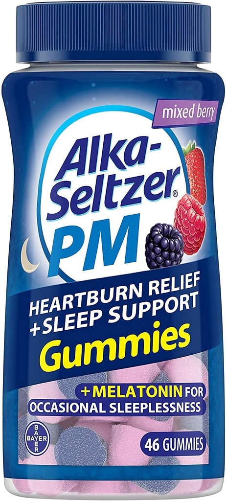 Alka-Seltzer PM Heartburn Relief + Gummies υποστήριξης ύπνου, 46 ct (πακέτο των 2)