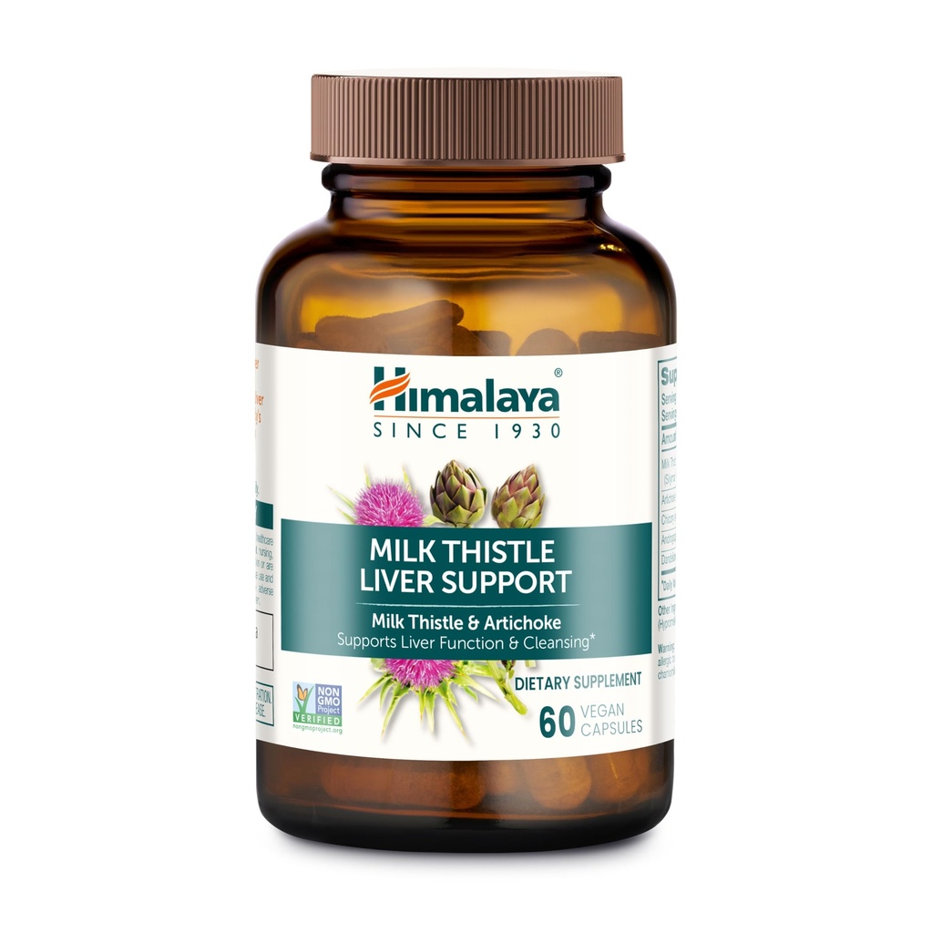 Himalaya Milk Thistle Liver Support - με Chicory, Andrographis, Dandelion, και Silymarin για τον καθαρισμό του ήπατος, Detox και λειτουργία - Vegan, μη Γλουτένη, 350 mg, 60 κάψουλες
