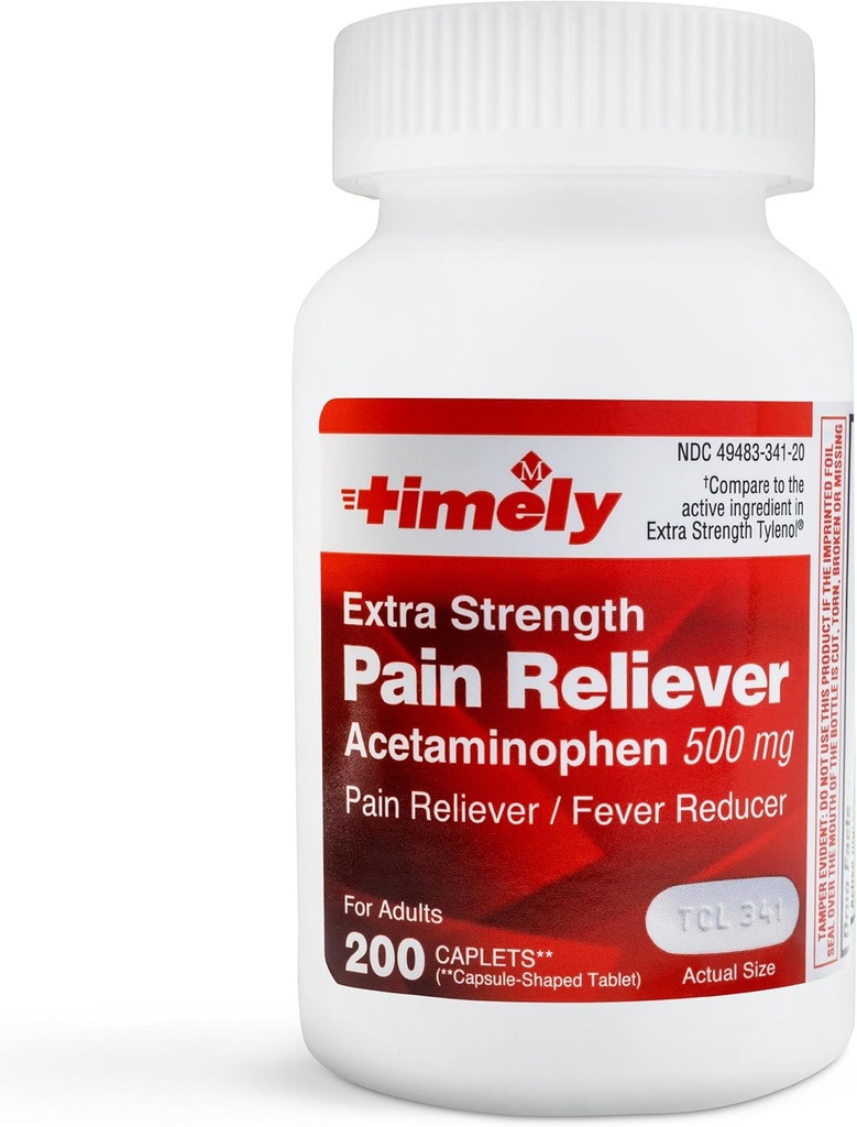 Εργαστήρια Time-Cap, INC. Timely Acetaminophen 500 MG Tablets 200 Count - Extra Strength Pain Relief - Εμμηνορροϊκές καταιγίδες, Πυρετός Μειωτής, Μικρός Πόνος της Αρθρίτιδας