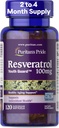 Puritan's Pride Premium Resveratrol Youth GuardTM 100mg, Συμπλήρωμα διατροφής για το ανοσοποιητικό σύστημα, αντιοξειδωτικό, Μεταβολισμός ζάχαρης, ροή αίματος, και υποστήριξη αγγειακής λειτουργίας, 120 Softgels ταχείας απελευθέρωσης