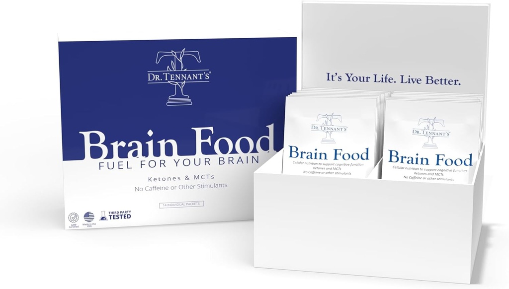 Dr. Tennant's Brain Food for Cognitive Focus and Memory Focus Focus Focus Supplement, Organic Brain Supplement - 14 Services
