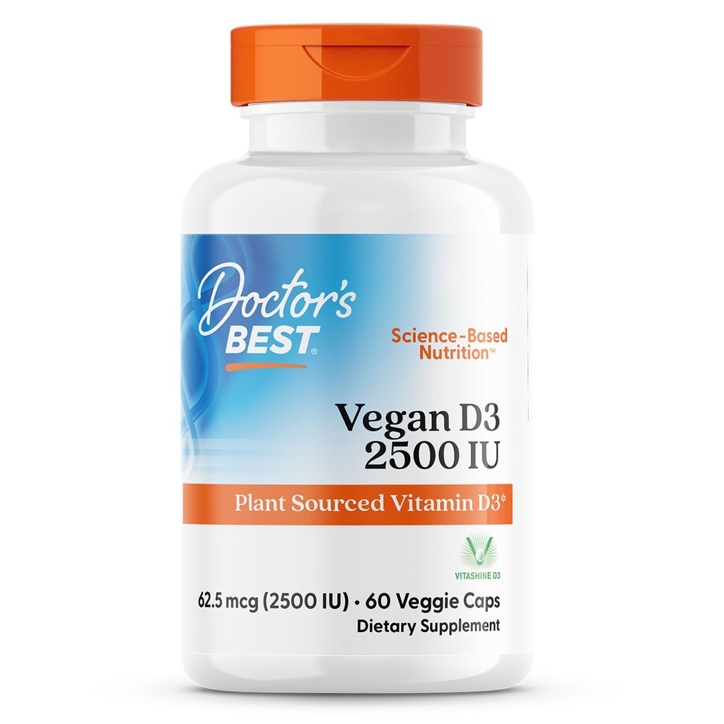 Γιατροί Best Vegan D3 2500 IU (Vitashine), Φυτική Βιταμίνη D3, Μη ΓΤΟ, Χωρίς γλουτένη, Χωρίς σόγια, Vegan 60 Veggie Caps